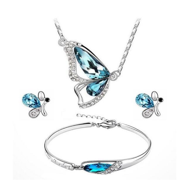 European  American Fashion Butterfly Necklace Set