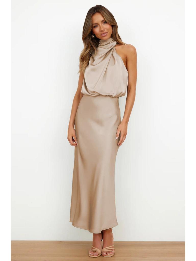 Elegant Satin Sleeveless Dress: High-End Spring/Summer Collection