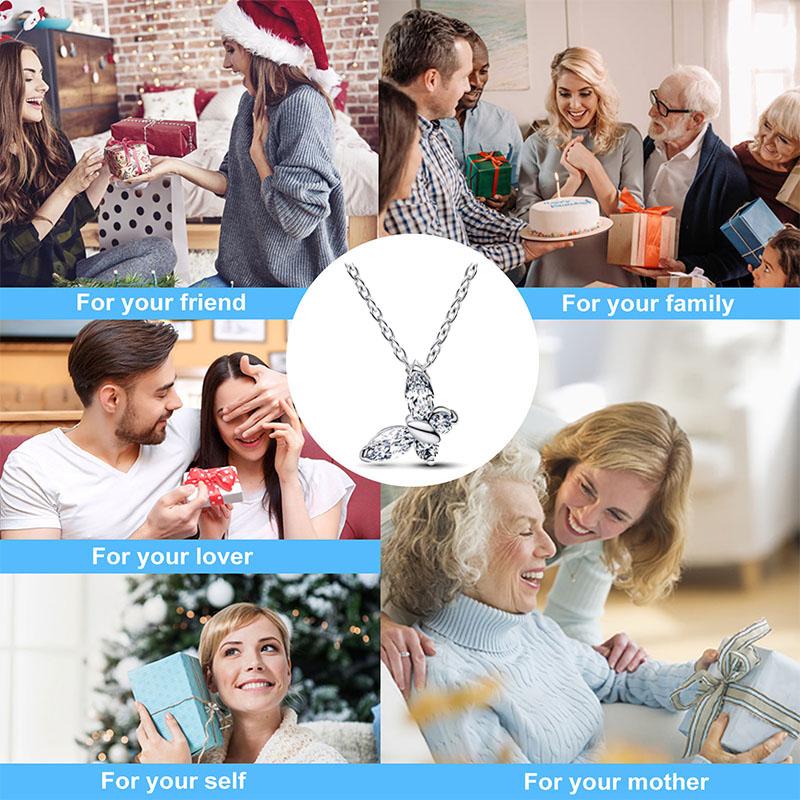 Ασημένιο 925 Κολιέ Καρδιά Πεταλούδα Ζιργκόν Μινιμαλιστικό Κομψό Κοσμήμα Δώρο Πάρτι για Γυναίκες Μοντέρνα Τάση Αξεσουάρ