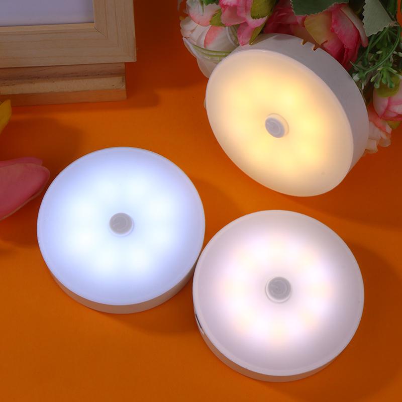 Mini Led Key-Operated Night Lights Usb Rechargeable Kitchen Bedroom Magnetic Base Wall Light Round Portable Night Lamp