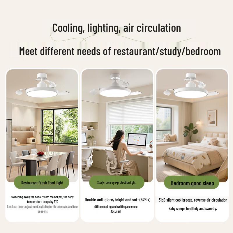 Smart Full Spectrum Eye-Care Ceiling Fan with LED Light