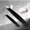 Black Eyebrow Tweezers Stainless Steel Slant Tip Hair Removal Makeup Tool Kit Eyelashes Extension Double Eyelid Application