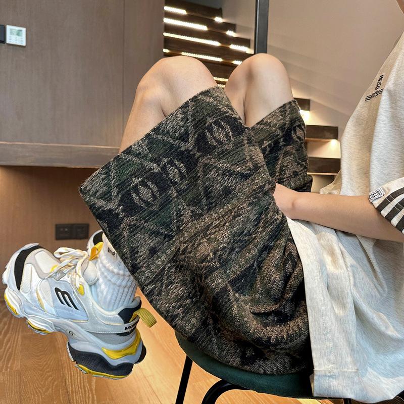 Y2k Vintage Ethnic Summer Beach Shorts Men Baggy Wide Leg Casual Capris Pants Male Sport Oversize Running Shorts