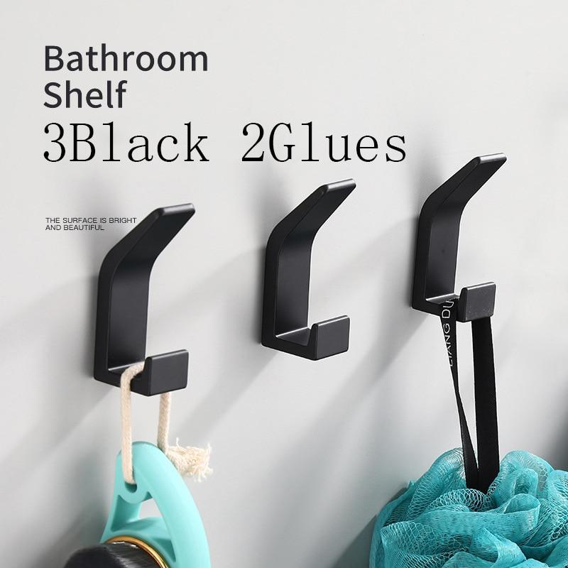 Double Hook Black White Towel Hook For Bathroom Clothes Hook For Bedroom Robe Hook Coat Hook For Livingroom Kitchen Accessories