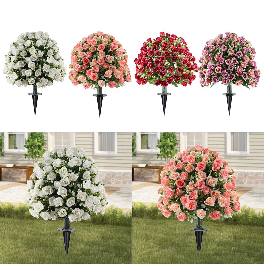 Fake Rose Plants with Layered Petals Artificial Greenery Shrubs Outdoor Indoor for Patio Porch Garden Floral Arrangements