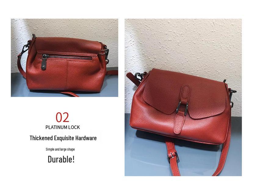 Women's Genuine Leather Cowhide Shoulder Crossbody Bag - Trendy, Versatile, and Soft