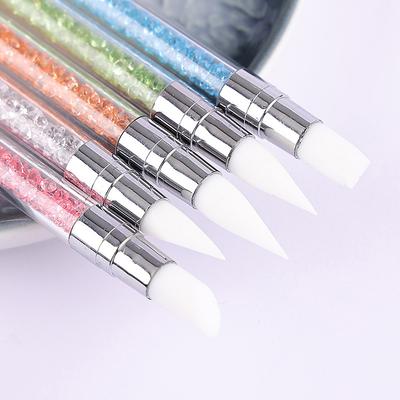 5 Stück Nagelkunstpinsel Jedes Heimwerkzeug Nagelkunststift Doppelseitiger Silikon-Blumenmodellierstift Verstellbarer Klebestift Prägestift