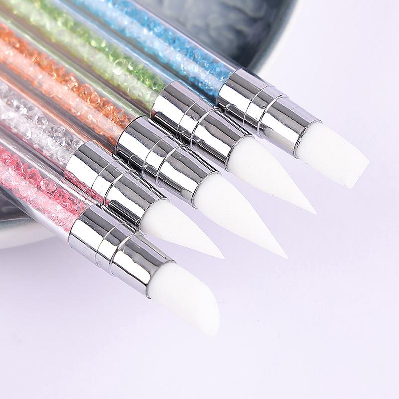 5 szt. Pióro do zdobienia paznokci Dwugłowe Silikonowe Pióro do Rzeźbienia Kwiatów Regulowany Klej w Sztyfcie Pióro do Embossingu Pędzel do Zdobienia Paznokci Każde Narzędzie Domowe