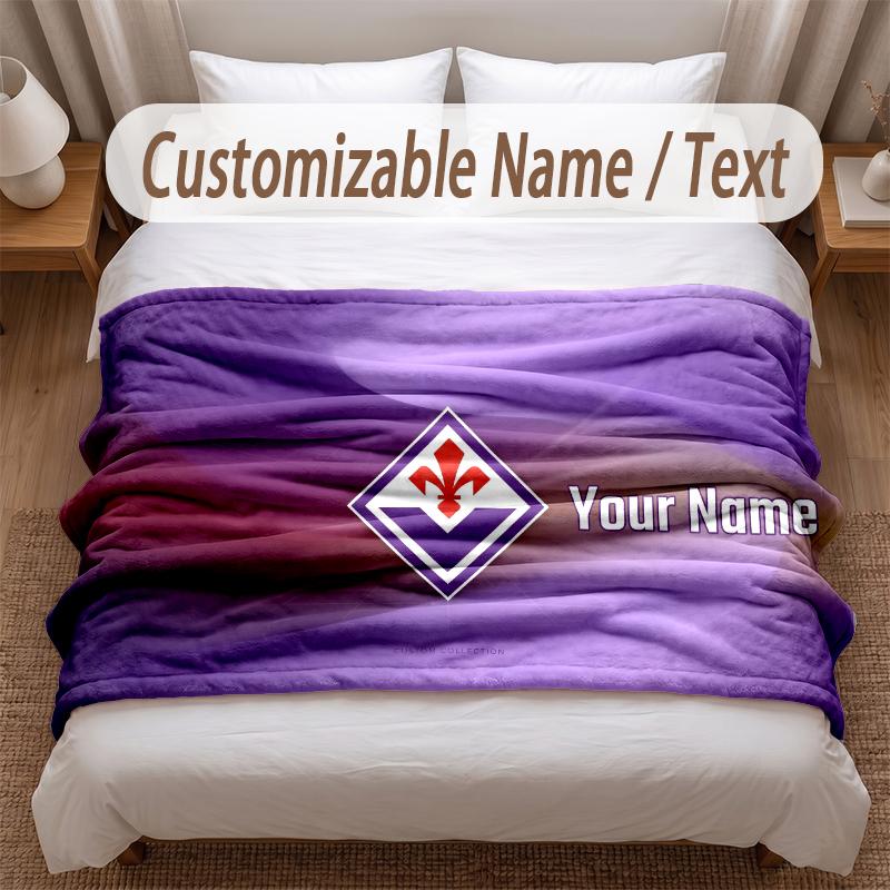 Fiorentina FC Printed Flannel Blanket Custom Name Text Soft Warm Throw For Bedroom Holiday Gift