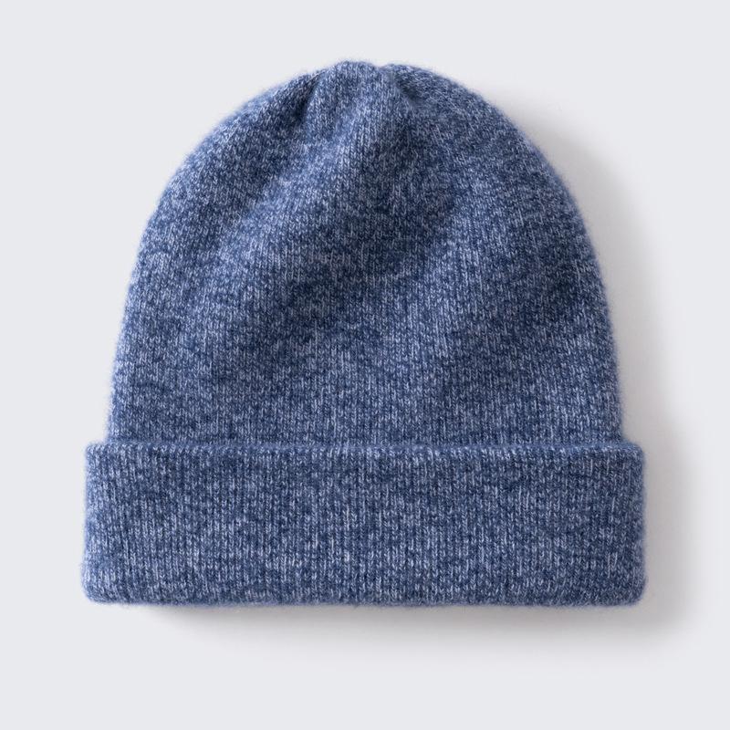 New thickened cashmere cap men's and women's autumn and winter warm head hat pure cashmere big head dome knitted hat