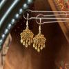 Diamond-encrusted rhombus hollow flower fringed ear hook retro court style earrings light luxury versatile personalized earrings women