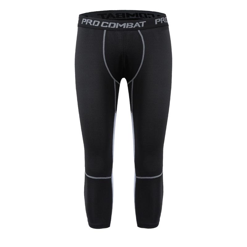 Men's Ice Silk Quick-Dry Compression Running Capri Tights – Breathable & Elastic Fitness Wear