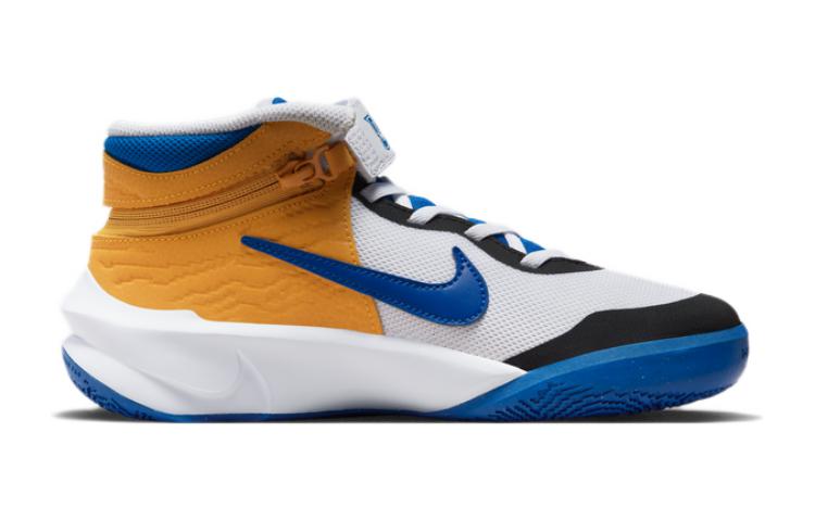 Nike Team Hustle D 10 Flyease Breathable Support Mid top Children's Basketball Shoes White Blue DZ2760-141