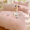 Thickened Milk Coral Fleece Bed Four-Piece Set Double-Sided Lamb Fleece Bedding Sheets Three-Piece Set Fleece Quilt Cover
