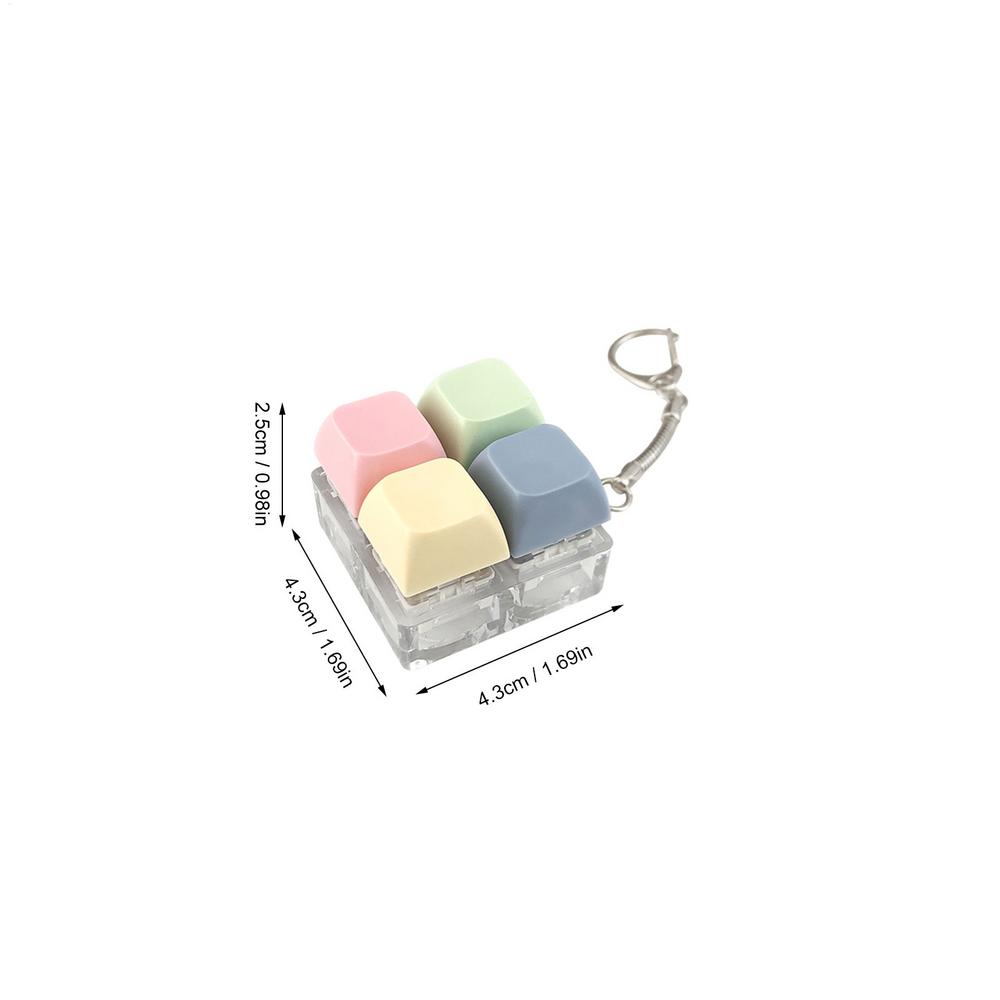 4 Keys Keyboard Fidget Keychain Clicky Mechanical Stress Relief Toy With Sound Portable Sensory Calming Keyring For Adults Teens