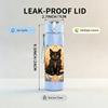1PC Black Cat Vintage Decorative Print 750ml Color Plastic Sports Water Bottle Leakproof Flip Straw Lid Suitable for Sports Office Home Use