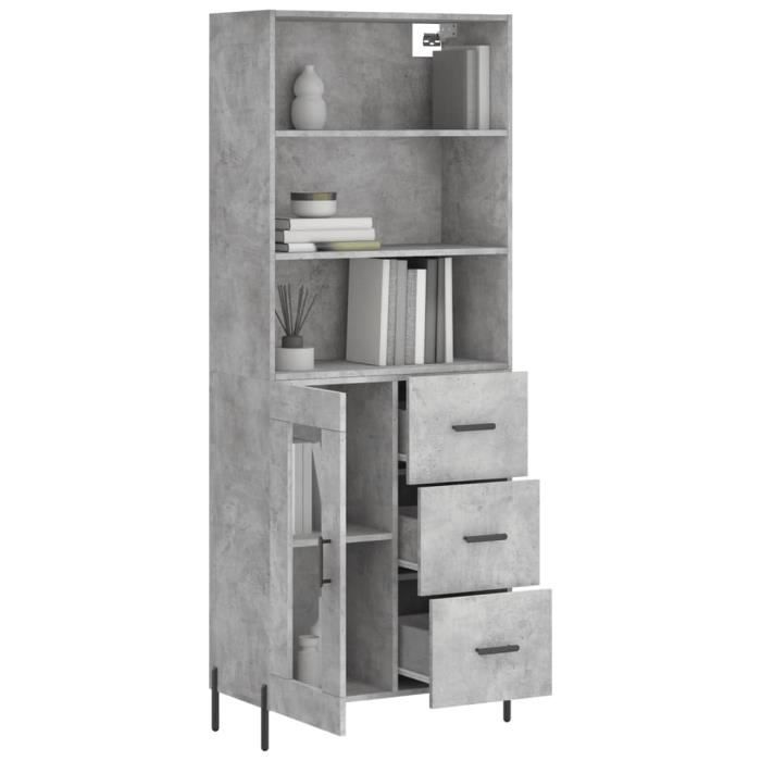 VidaXL Buffet haut Gris béton 69,5x34x180 cm Bois d'ingénierie 3189521