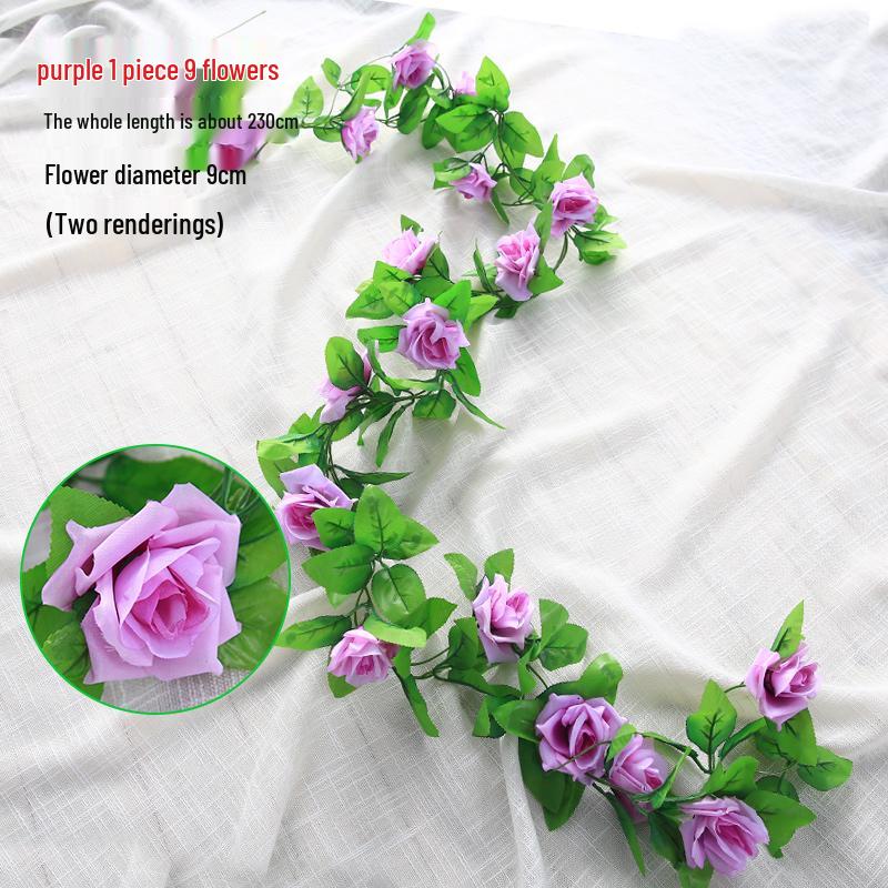 Artificial Rose Vine for Air Conditioning Pipe and Staircase Decoration