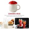 New Style Creative Cartoon Mushroom Theme Water Bottle Mug Cup, Ceramic Material, Grey And Red Two Color