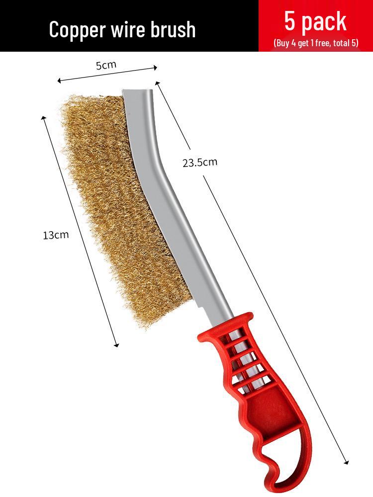 Industrial Stainless Steel Wire Brush with Handle - Copper Wire for Grill and Rust Cleaning