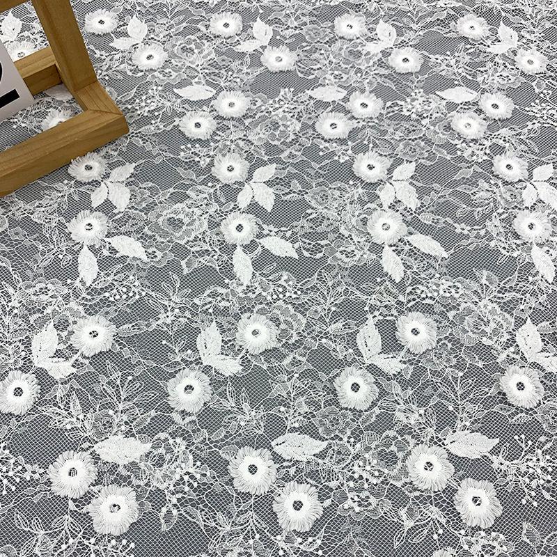 3D Embroidered Floral Lace Fabric for Dresses and Children's Clothing