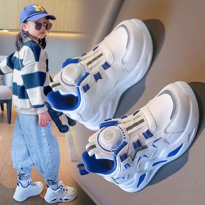 Chaussures de sport pour enfants Nouvelles chaussures pour filles Printemps et été Chaussures de papa rotatives pour garçons Chaussures blanches pour petits enfants et enfants plus âgés