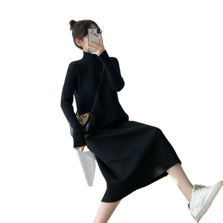 Damen Strickpulloverkleid mit hohem Kragen, mittellang - Herbst/Winter 2025 Kollektion