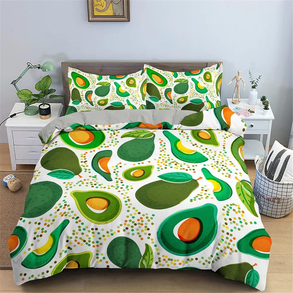 Lustige Avocado Bettwäsche-Sets Cartoon Niedliche Mädchen Jungen Teenager Polyester Bettwäsche-Sets Einzel Doppel Queen King Size Bettbezüge