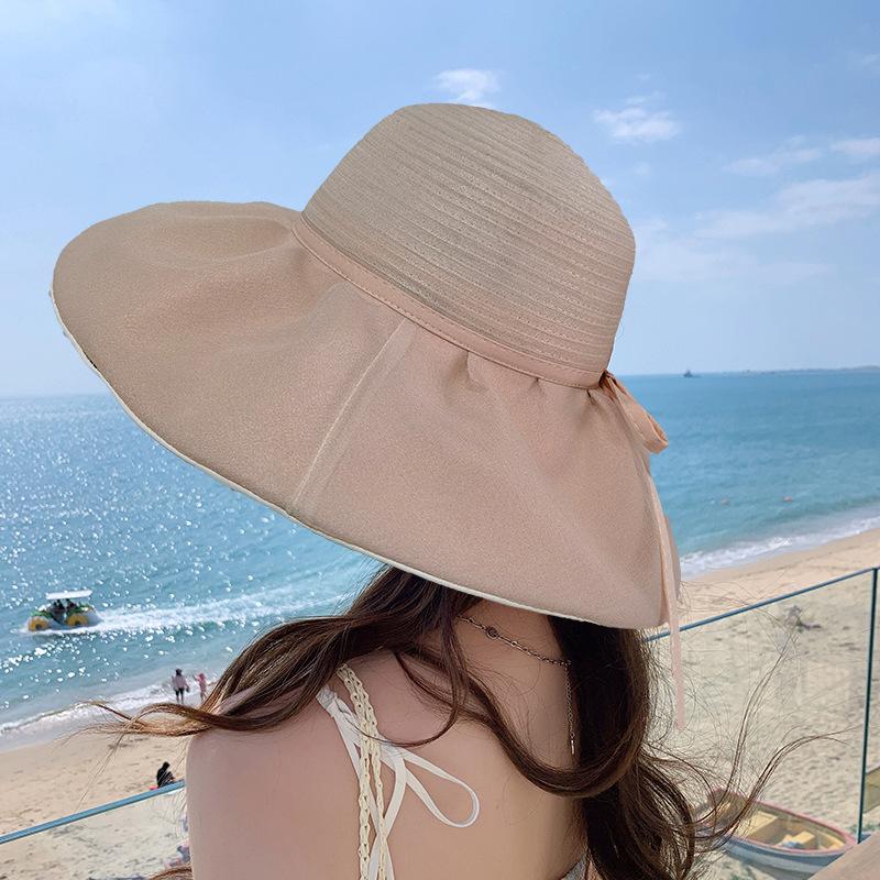 New organza big edge beach hat children outdoor outing shading color glue sun hat