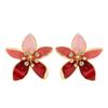 French Literary and Artistic Personality Light Luxury Style Dripping Oil Flower Stud Earrings Light Luxury Simplicity  Versatile Temperament Earrings