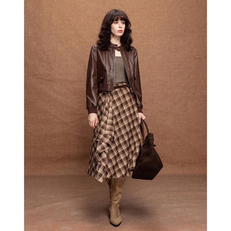 

Demana Women s Korean Style Irregular Ruffle A-line Midi Skirt XL
