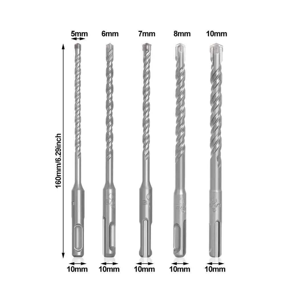 1Pcs 5/6/7/8/10/12mm Concrete SDS Plus Drill Bit 110mm 160mm 4 Cutters Impact Drills Cross Tips Round Shank