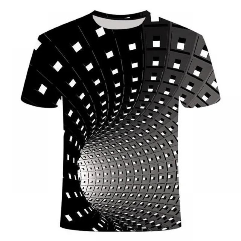 Men's oversized loose retro fashion fun and affordable round neck 3D printed T-shirt
