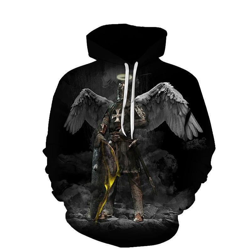 Podzimní 3D mikiny s potiskem templářských rytířů, módní, ležérní, sportovní, s dlouhým rukávem, pánské mikiny s kapucí