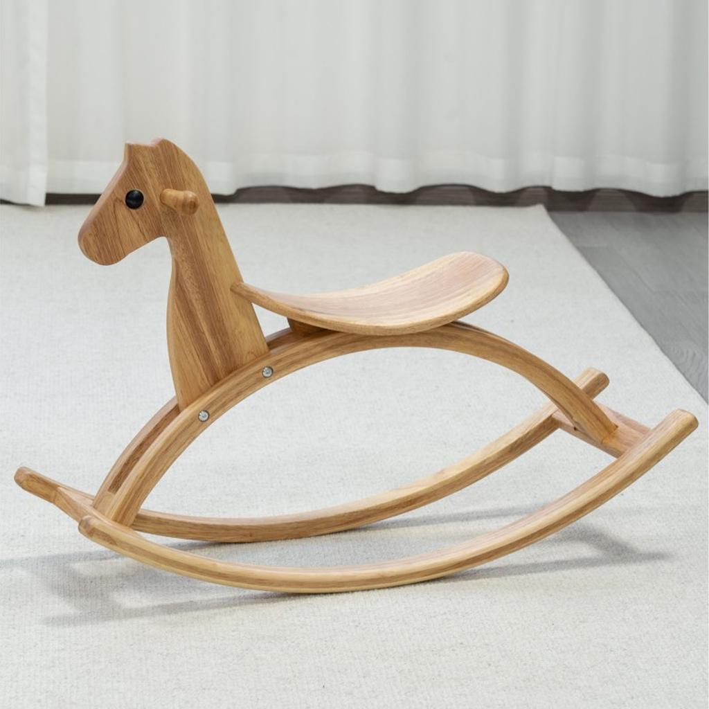 Kids Wooden Horse with Saddle and Handle Rocking Horse Chair Ride On Toy for Daily Entertainment Interaction