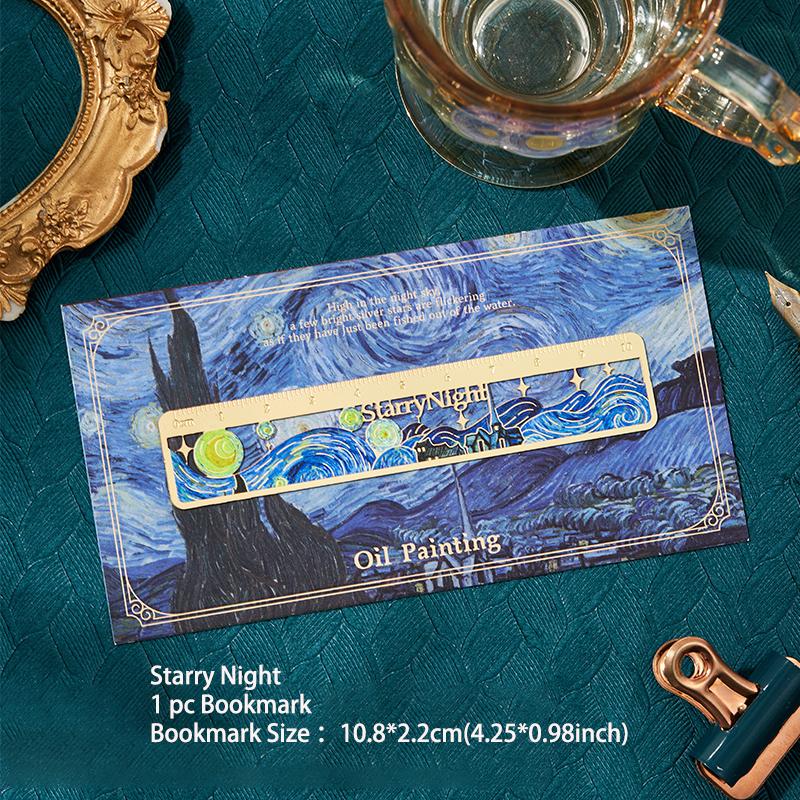 

1 Pack Retro Painting Metal Hollow Bookmark Creative Hot Stamping Ruler Bookmark Best Gift Writing Materials Supplies for Writer Frie Practical Use