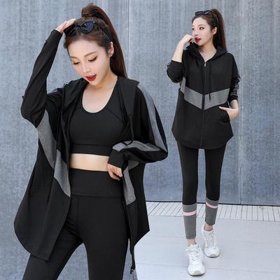 Hanorac cu fermoar larg pentru femei, mărime mare, costum sport din trei piese cu pantaloni conici - Acoperă șoldurile, modelator, îmbrăcăminte pentru yoga