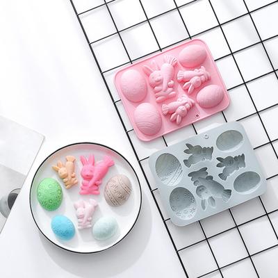 Stampo da Forno in Silicone per Pasqua 4 Uova 3 Conigli Flessibile Antiaderente Stampo per Torta Cioccolato Gelatina Gelato Stampo per Dessert