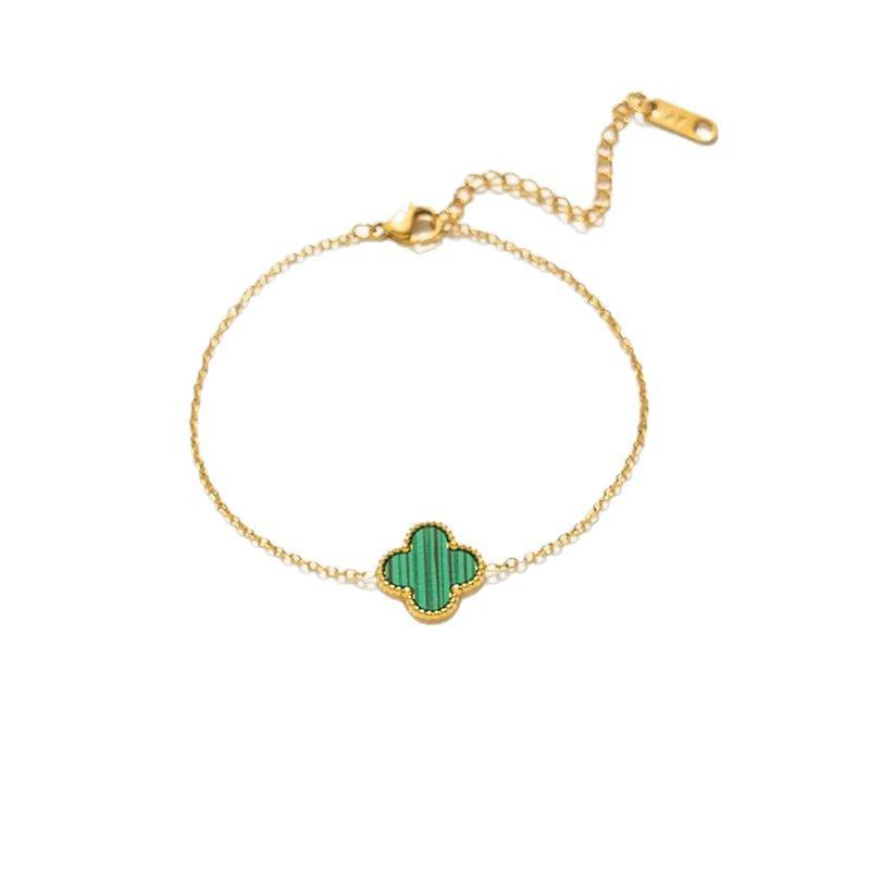 Damska Bransoletka Tytanowa z Koniczyną: Słodka, Niewyblakła Luksusowa z Wzorem Płatków Kwiatów