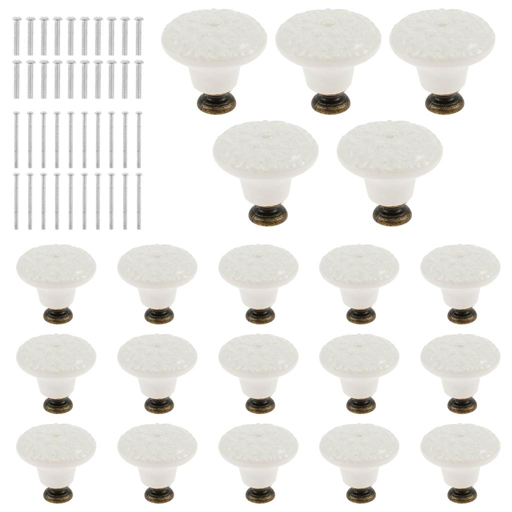 20Pcs Ceramic Knob Set Door Knobs Cabinet Handles Cupboard Drawer Kitchen Bathroom Multipurpose Cupboard Door Pull Handle
