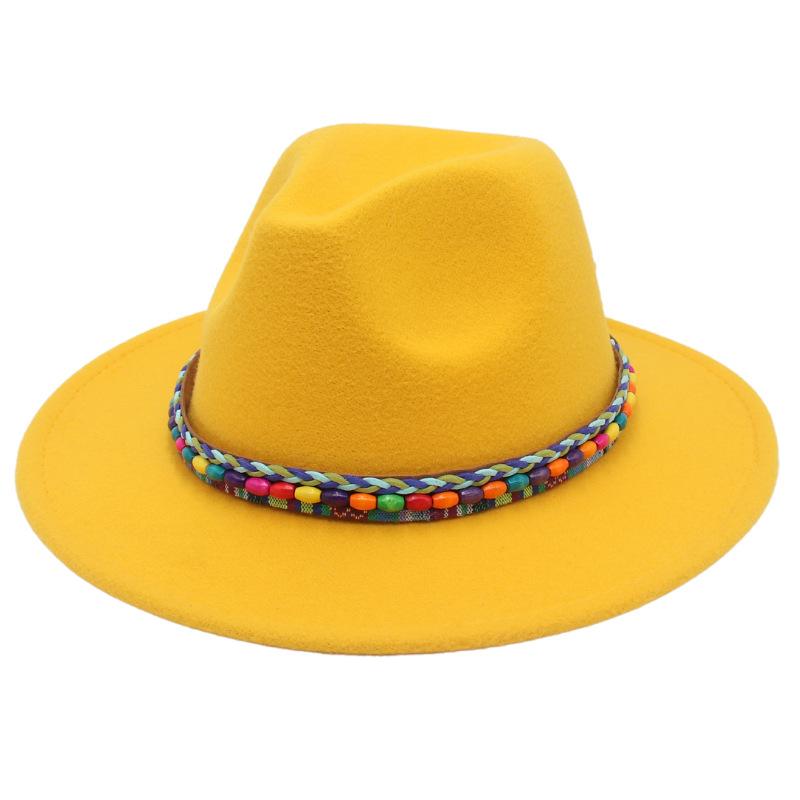Top Hat Rainbow Hand-Woven With Accessories Ethnic Style Tibetan Hat Colorful Jazz Hat