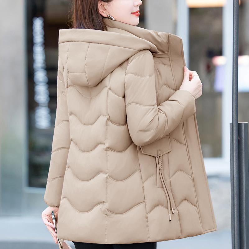 Módní zimní bundy dámské parky s kapucí volné silné teplé dámské dlouhé kabáty