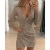 Size Clubwear Long Sleeve Bodycon Party Dress Party Evening Dresses Ball Gown Sequin Mini Dress