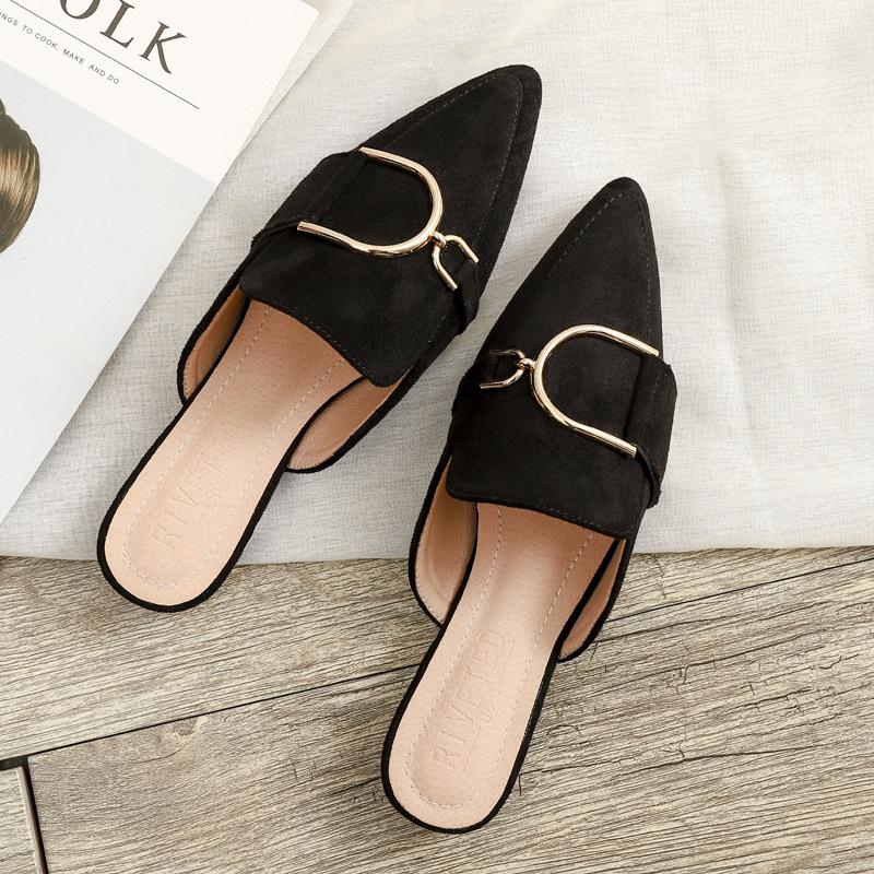Fashion Women's Fashion Pointed-toe Flat Slipper for Women Outdoor Casual Casual Ladies Shoes Large Sizes 41-43 Small Size Slippers 32