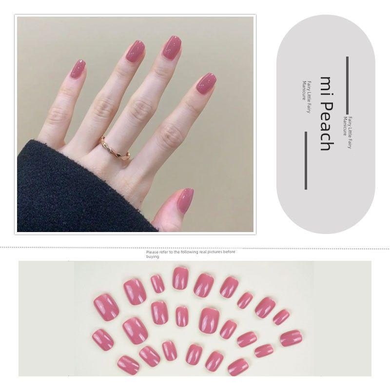 

Свежая девушка Мини Короткий Квадратный круглый Накладной ноготь 82-mini peach