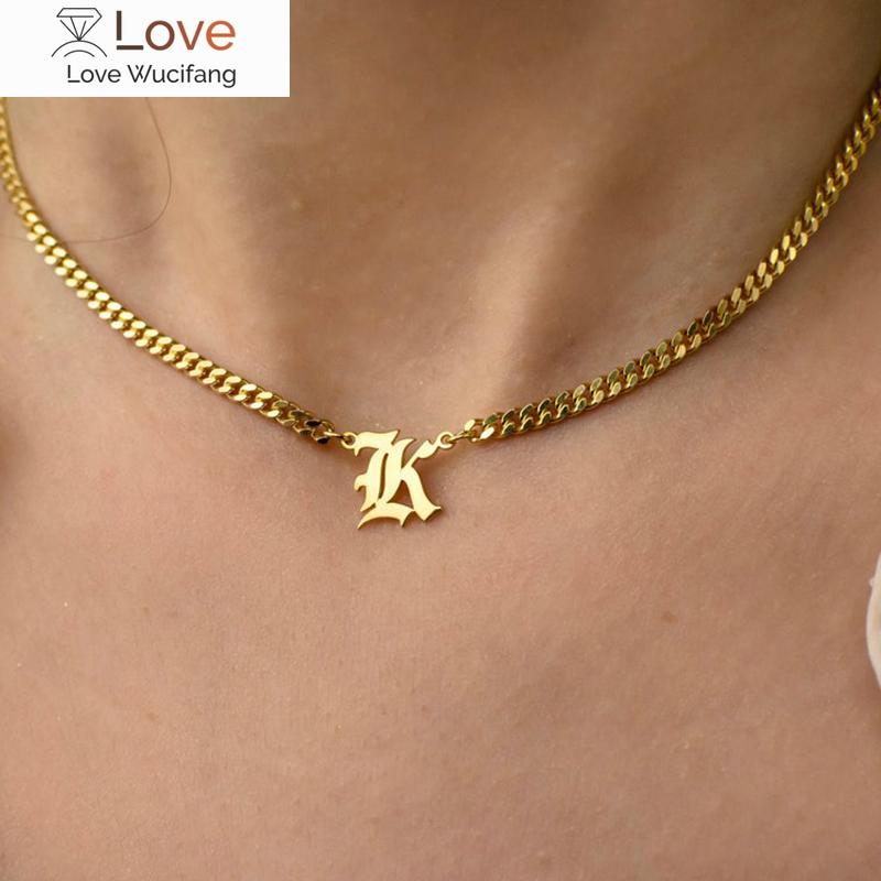 

Noelia Custom Name Ожерелье для женщин из нержавеющей стали с буквами старого английского алфавита Персонализированная кубинская цепочка для мужчин Ювелирные изделия в подарок 55cm