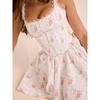 Rose Xiaoyu House Same Sweet Light Cream Rose Print Bowknot Decoration Waist Hugging Sling Dress