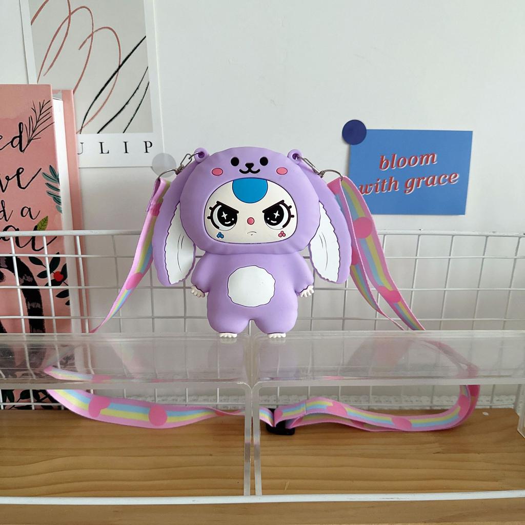 New Cute Children's Silicone Messenger Bag Cartoon Color Doll Boys and Girls Change Storage Bag Mini Earphone Bag