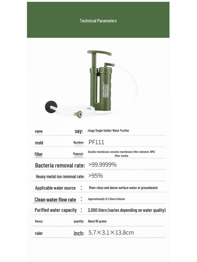 Portable Emergency Water Purifier for Outdoor Camping & Disaster Relief