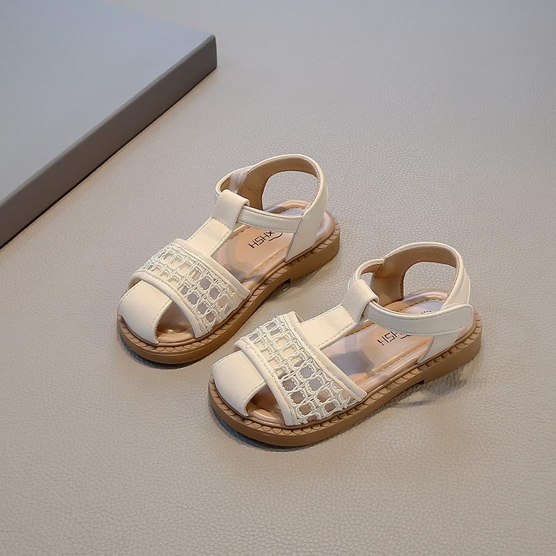 

Girls closed-toe sandals, children s soft sole beach shoes, summer new style fashionable woven girls princess kids shoes for babies 23